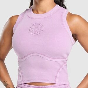 Gymshark Premium Legacy Tank Size XL in Warm Lilac Cotton Ribbed High Neck